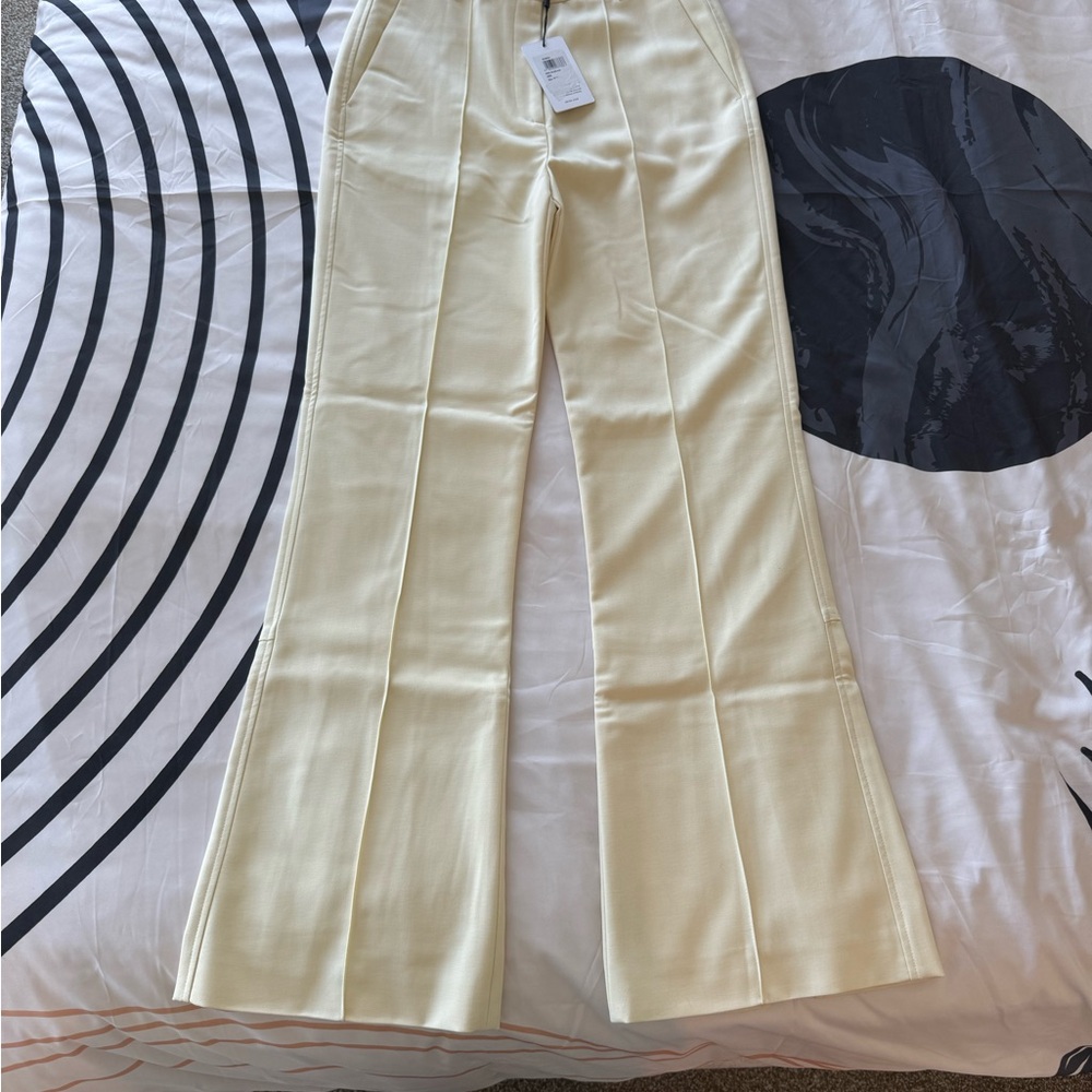 REISS High-Rise Cream Wide-Leg Trousers